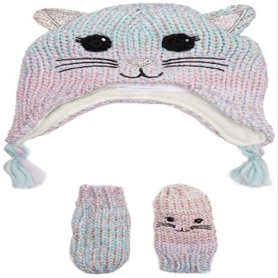 The Children's Place Big Girls Marled Cat Themed Cold Weather Set, MULTI CLR, XS (6-12 MOS)