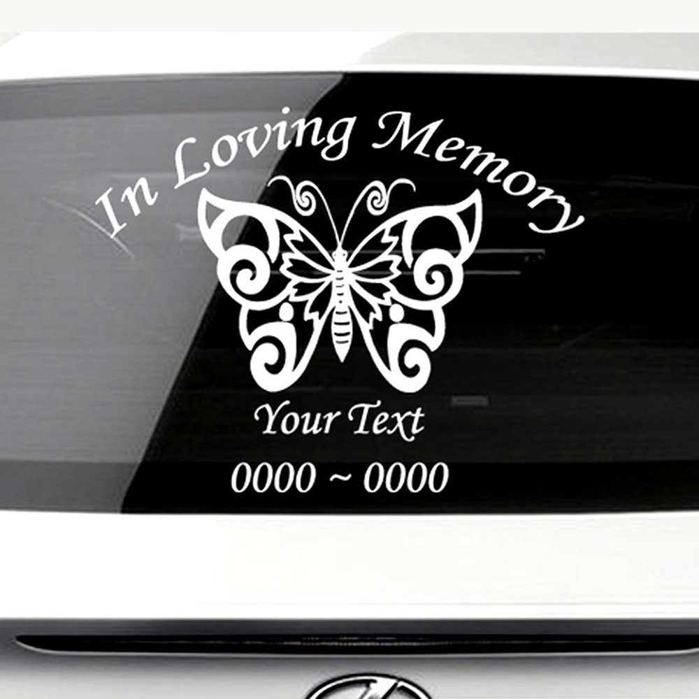 Custom Butterfly in Loving Memory Personalized Car-Wall-Vinyl Decals Stickers, 48 Inches