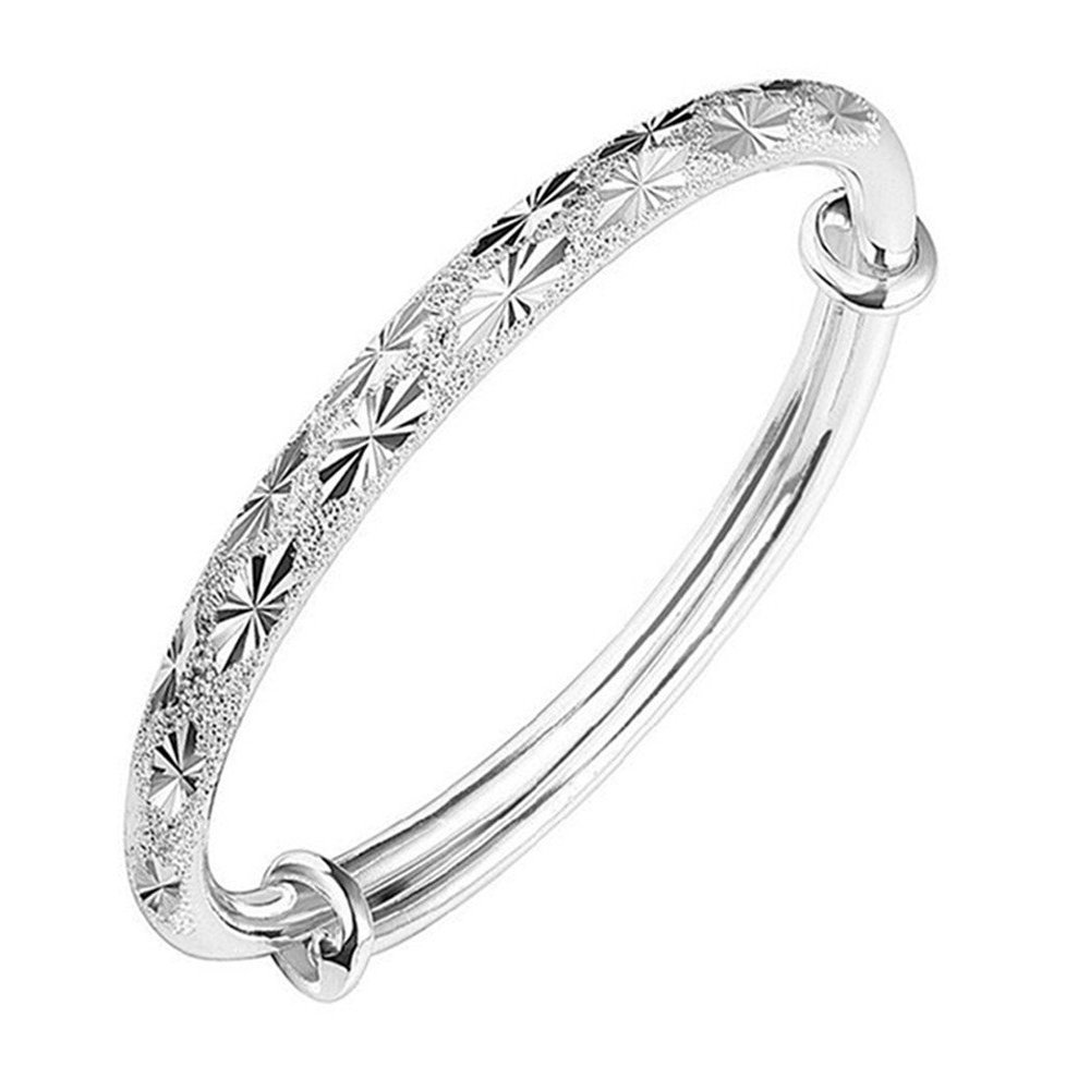 1 X Fashion Women Jewelry Solid 925 Sterling Silver Dolphin Bangle Bracelet Gift (B)