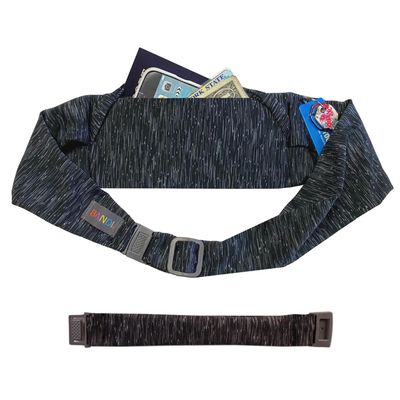 BANDI Plus Size Fanny Pack for Women - Travel-Ready Pocket Belt with Secure Hidden Money & Running Belt for Phone, Passport, Keys, & Medical Devices, Adjustable Fit, Comfortable (Strata Black/Gray)