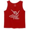 0013. Big Good Vibe Bones Hand Shaka Cool Vintage Hipster Graphic Men's Tank Top (Red, Small) view 1