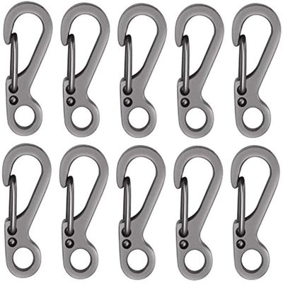 10PCS Mini SF Paracord Keychain Carabiner Clip,EDC Clasps Gear for Umbrella Rope Parachute Cord Outdoor Tactical Survival Backpack Camping (Gray)