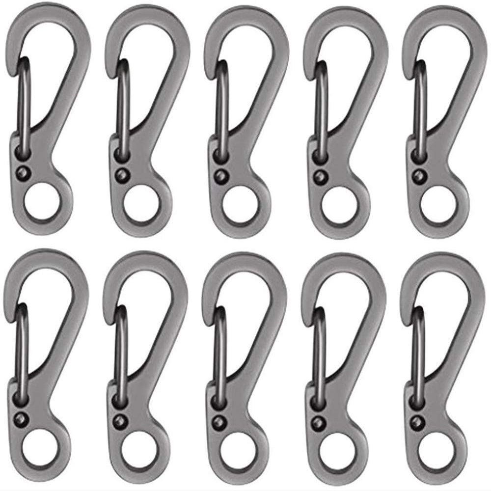 10PCS Mini SF Paracord Keychain Carabiner Clip,EDC Clasps Gear for Umbrella Rope Parachute Cord Outdoor Tactical Survival Backpack Camping (Gray)