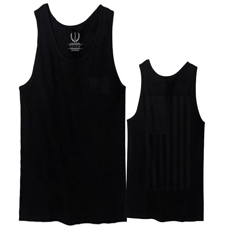 0021. Vintage American Flag United States of America Military us USA Patriotic Style Men's Tank Top (Black, 2X-Large)