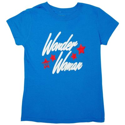 DC Comics Girls' Wonder Woman Tee, Blue S(6/6x)
