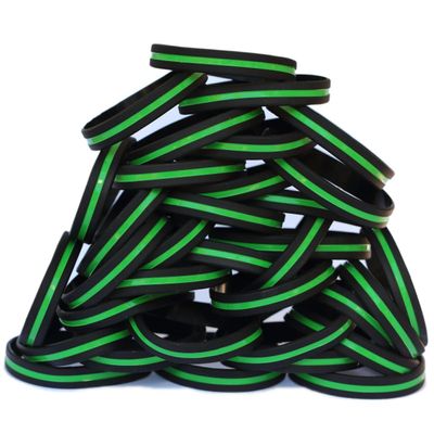 100 Youth Thin Green Line Wristbands