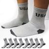 8Pairs Mens Crew Socks Premium Cotton Cushioned Grey Solid Sports Athletic 10-13 view 4
