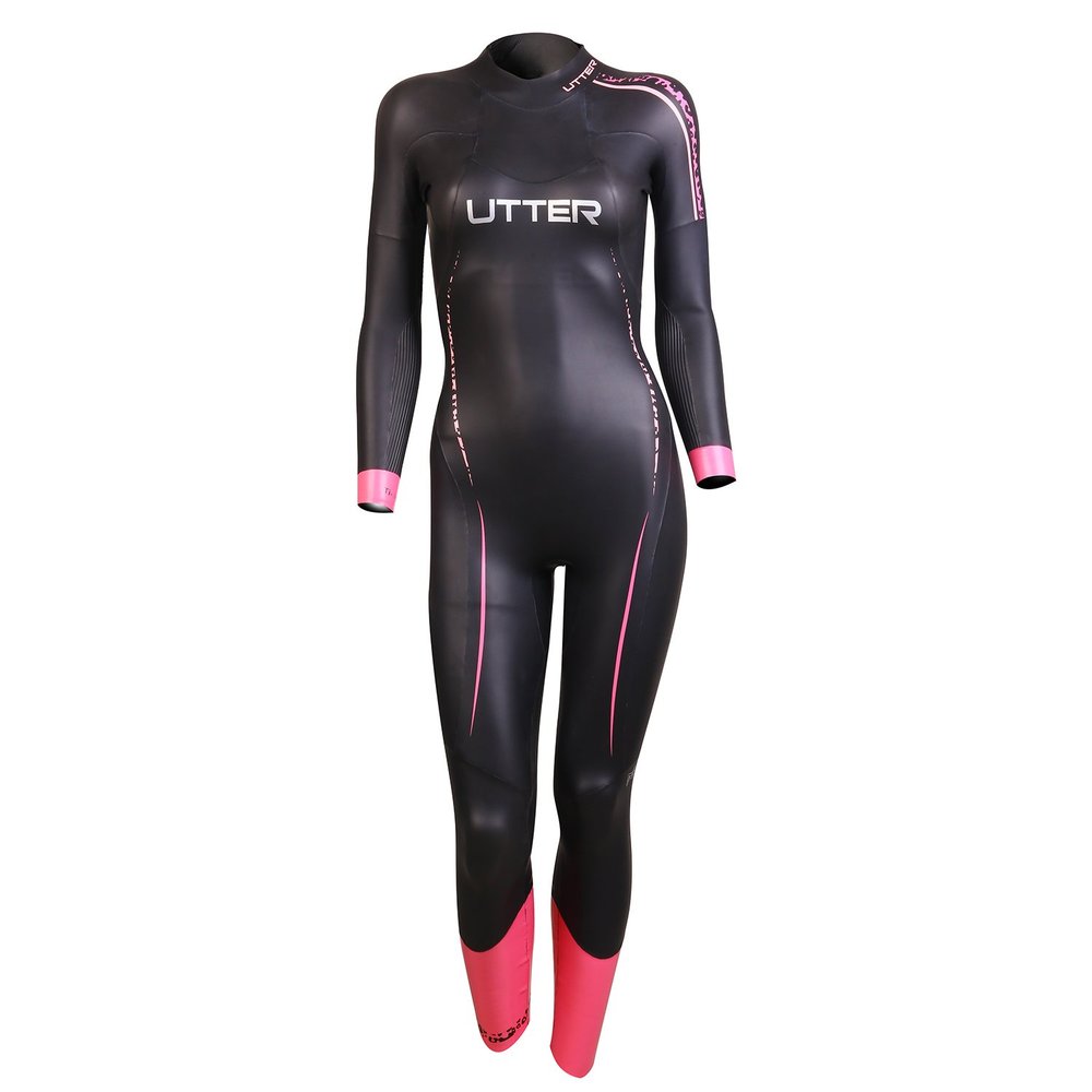 UTTER Galaxy Woman Long Sleeves 5mm Smooth Skin High Performance High Speed Triathlon Surfing Swimming Wetsuit with Yamamoto SCS Neoprene, Black M