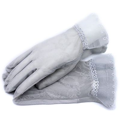 URSFUR Women Summer Outdoor Driving Gloves Anti Sun Uv Lace Touchscreen Non-slip Gray