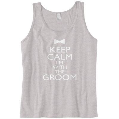 Cybertela Men's Keep Calm I'm with The Groom Tank Top (Light Gray, Small)