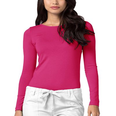 Adar Underscrubs for Women - Long Sleeve Underscrub Comfort Tee - 2900 - Fuchsia - M