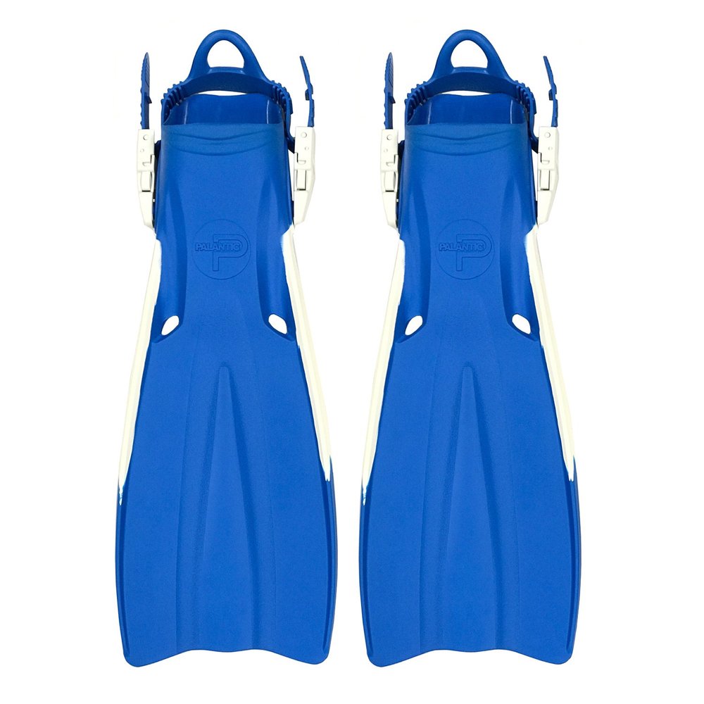 Palantic Scuba Choice Open Heel Rubber Dive Fins with Bag, Blue, Large