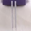 GRACE JUN Platinum Plated 2 Strands Long Tassel AAA CZ Clip on Earrings Non Piercing for Women (Platinum) view 2