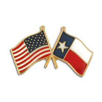 American Flag Texas State Flag Crossed Flags Lapel/Hat Pin, Multi, One Size