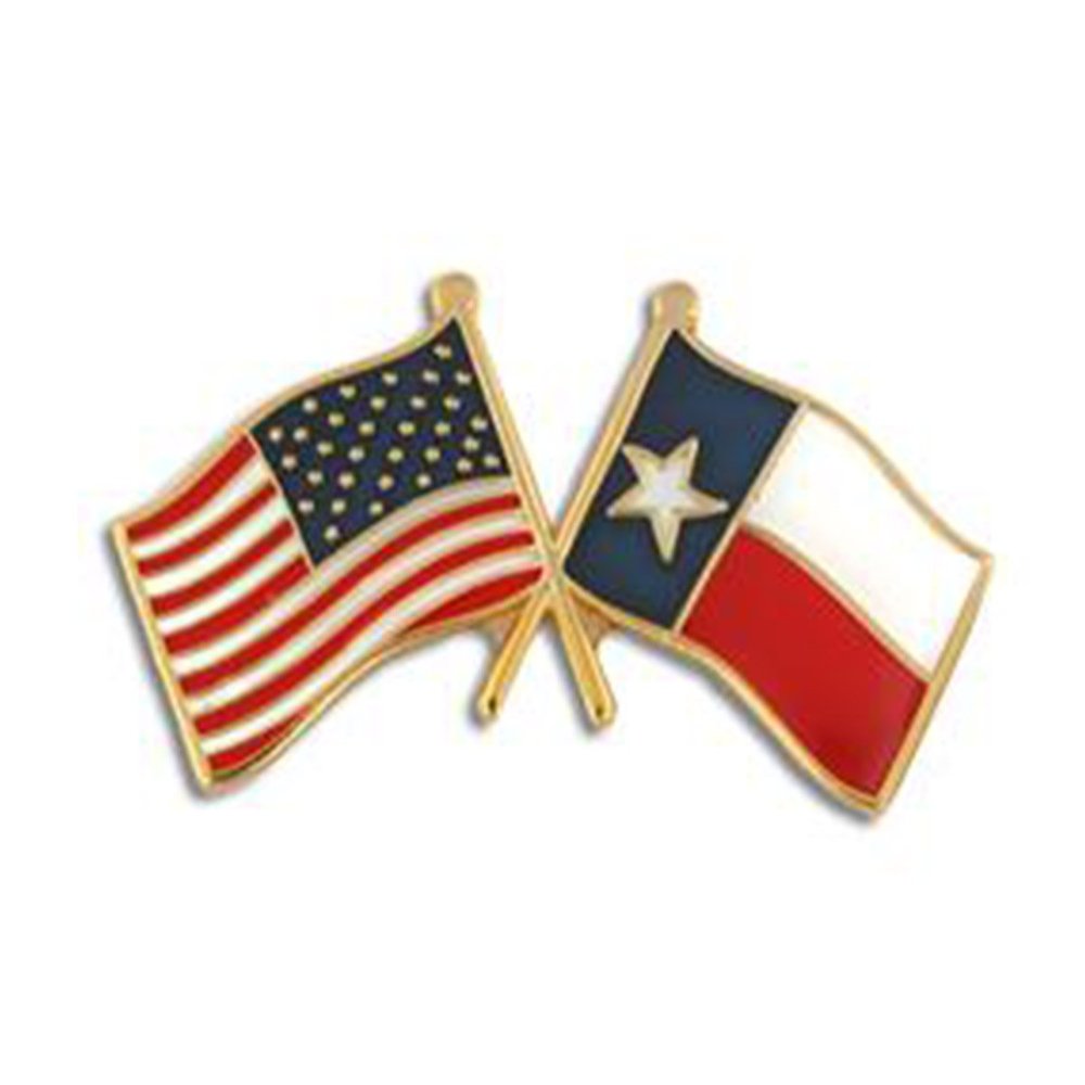 American Flag Texas State Flag Crossed Flags Lapel/Hat Pin, Multi, One Size
