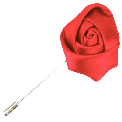 Flairs New York Gentleman's Essentials Premium Handmade Flower Lapel Pin Boutonniere (Pack of 1 Pin, Candy Red [Rose Bud])