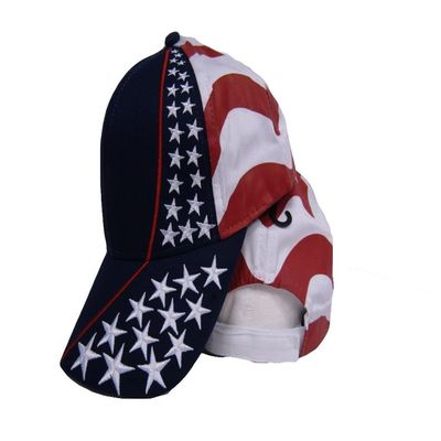 AES USA American United States Flag Embroidered Stars Stripes Baseball Cap 100% Poly Twill