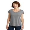 District Made Ladies Drapey Cross-Back Tee. DM416 Heathered Nickel XS view 2