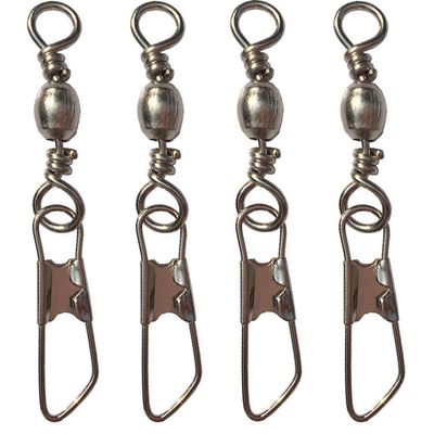 100pcs #4 Solid Fishing Swivel Snaps Hook Connector Barrel Bearing with Welded Rings Stainless Steel +A