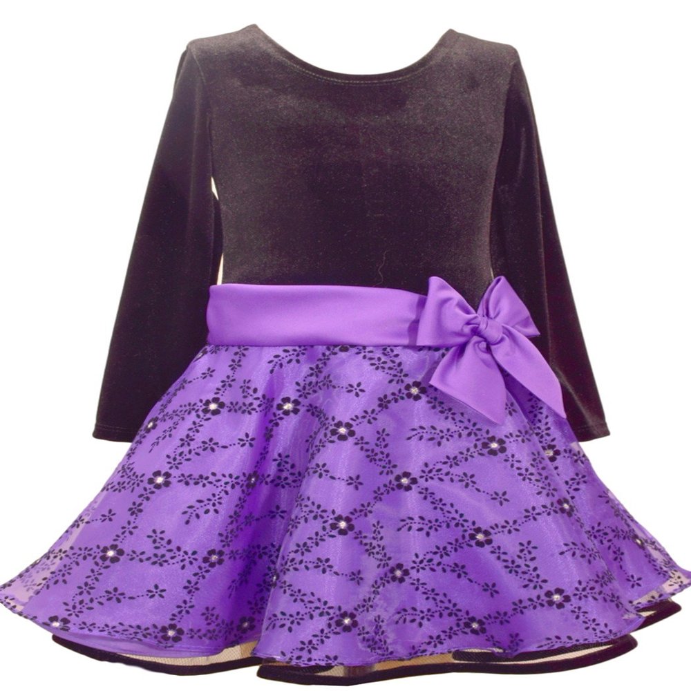 Bonnie Jean Girls Purple Velour Hipster Dress (2T)