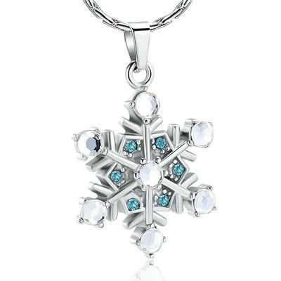 constantlife Cremation Jewelry for Ashes Snowflake Shape Pendant Urn Necklace Keepsake Women Memorial Gift (White+Blue)
