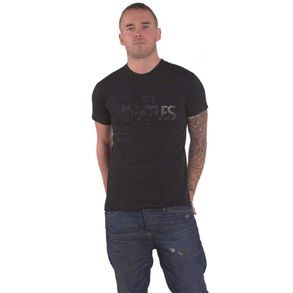The Beatles T Shirt Vintage Drop T Logo Hi-Build Design Official Unisex Blk Size XL