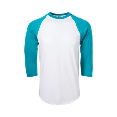 Soffe Classic Baseball Jersey, White/Teal, XX-Large