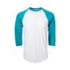 Soffe Classic Baseball Jersey, White/Teal, XX-Large view 1