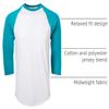 Soffe Classic Baseball Jersey, White/Teal, XX-Large view 4