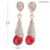 Grace Jun Gold Plated Full Rhinestone Crystal Long Drop Earrings and Clip on Earrings Without Piercing (No Pierced Earrings Red) view 3