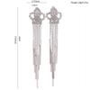 Bridal Platinum Plated or Gold Plated Crown Heart Teardrop Shape Tassel Earrings Clip on Earrings Non Piercing (crown platinum) view 2
