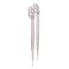 Bridal Platinum Plated or Gold Plated Crown Heart Teardrop Shape Tassel Earrings Clip on Earrings Non Piercing (crown platinum) view 3