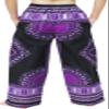 RaanPahMuang Baggy Straight Leg Carnival Dashiki Print Unisex Pants Africa Print, Large, Black On Purple view 2