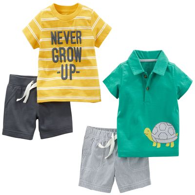 Simple Joys by Carter's Baby 4-piece Playwear Set, Yellow Stripe/Green Turtle, Newborn