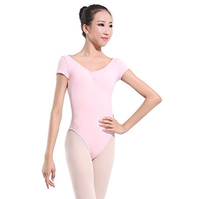 11314109 Short Sleeve Basic Leotards (Light Pink, XL)