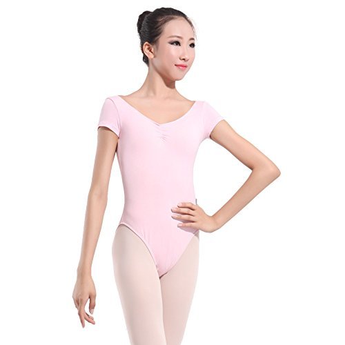11314109 Short Sleeve Basic Leotards (Light Pink, XL)