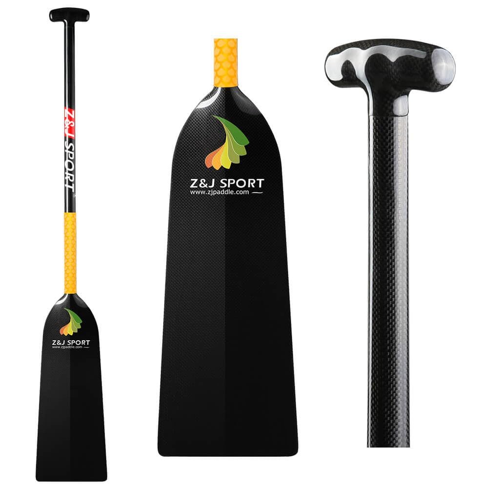 Z&J SPORT Dragon Boat Paddle Full Carbon IDBF Approved Dihedral Blade Oval Shaft (49inch)