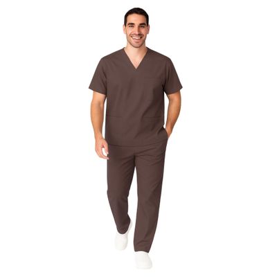 M&M SCRUBS Men Scrub Set Medical Scrub Top and Pants XXS Chocolate