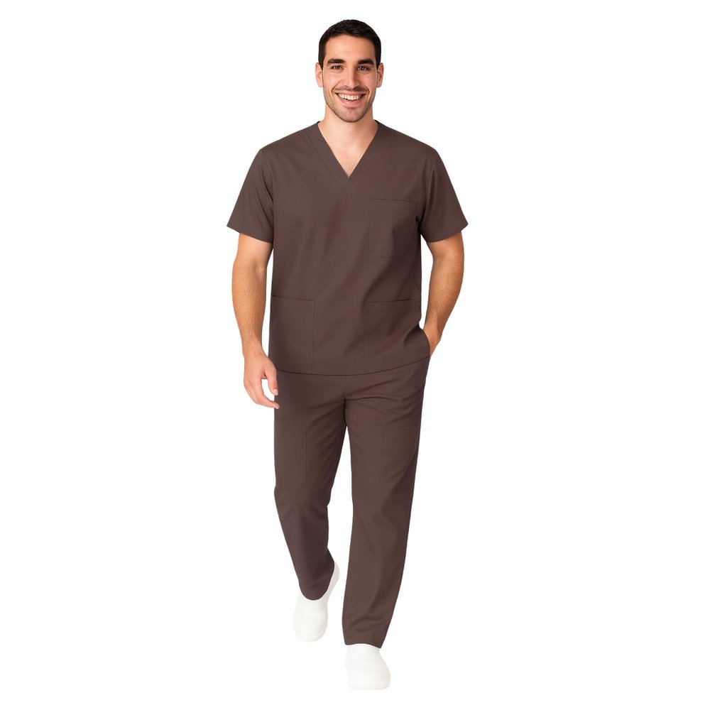 M&M SCRUBS Men Scrub Set Medical Scrub Top and Pants XXS Chocolate