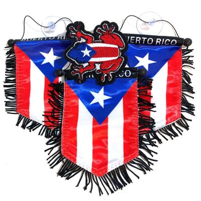 4pc Puerto Rico mini rearview mirror Boricua Puerto Rican flag Hanging banner for car or home 3pc mini puerto rico flags 1 classic Coqui Boricua patch