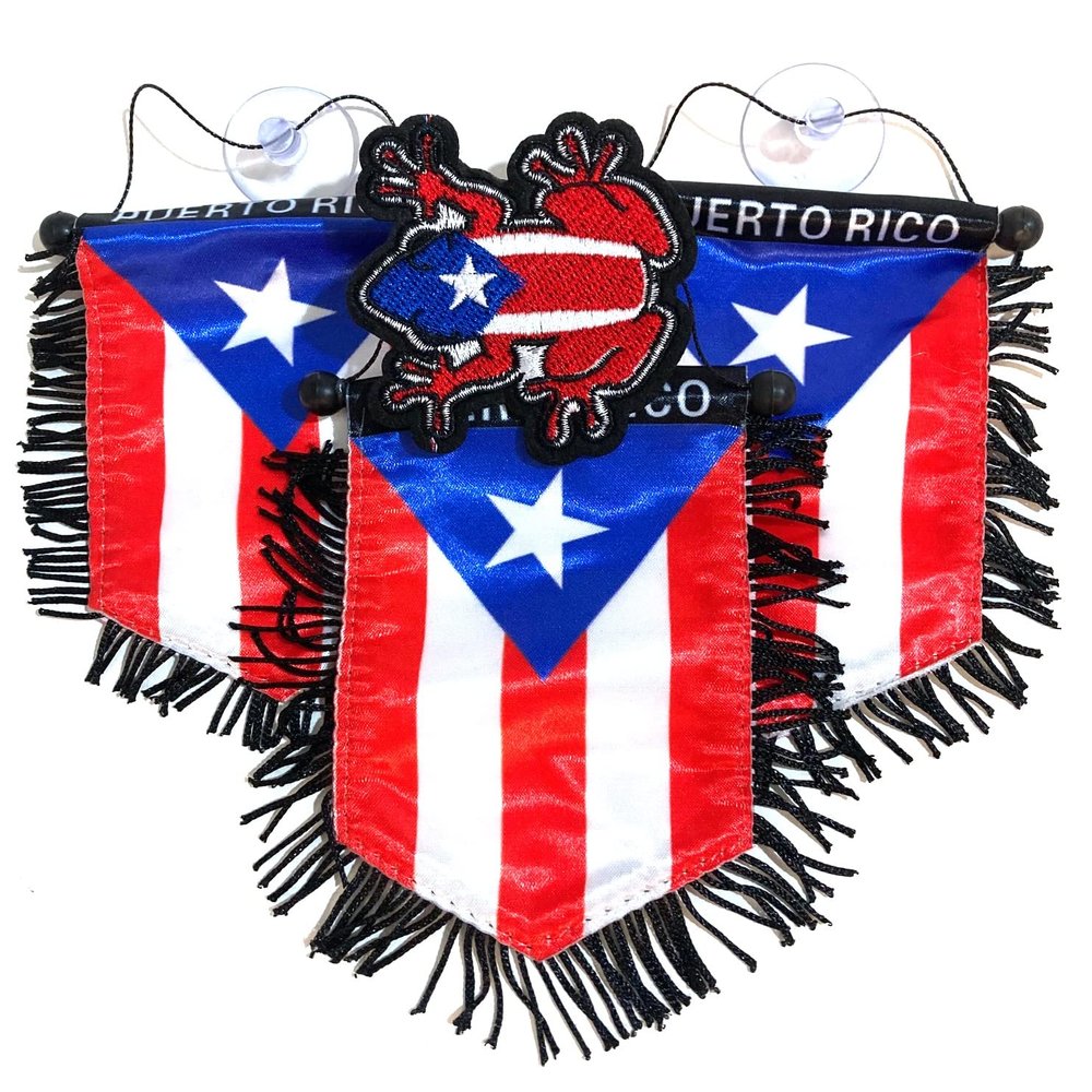 4pc Puerto Rico mini rearview mirror Boricua Puerto Rican flag Hanging banner for car or home 3pc mini puerto rico flags 1 classic Coqui Boricua patch