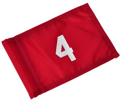 Backyard Putting Green Numbered Golf Flag - Numbered Golf Flag - Red and White 1, 2, 3, 4 (Red with White Numbers, # 4)