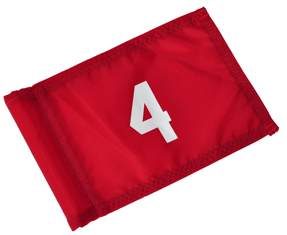Backyard Putting Green Numbered Golf Flag - Numbered Golf Flag - Red and White 1, 2, 3, 4 (Red with White Numbers, # 4)