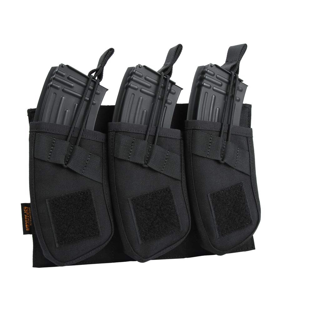 EXCELLENT ELITE SPANKER AK Magazine Pouch Triple Open Top Molle Mag Pouch for AK47 AK74 AR-15 Pmags Magazine(Triple-Black)