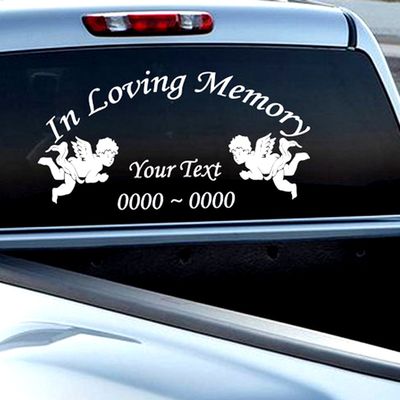 Custom Angels in Loving Memory Personalized Car-Wall-Vinyl Decals Stickers, 48 Inches