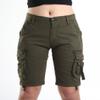 FOURSTEEDS Women's Casual Loose Fit Multi-Pockets Camouflage Twill Bermuda Cargo Shorts with Belt US 12 Army Green view 2