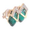 Grace Jun Luxury Bridal Rhinestone Crystal Square Shape Clip on Earrings Non Piercing for Women Ear Clip (Green) view 3