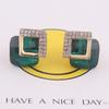 Grace Jun Luxury Bridal Rhinestone Crystal Square Shape Clip on Earrings Non Piercing for Women Ear Clip (Green) view 4
