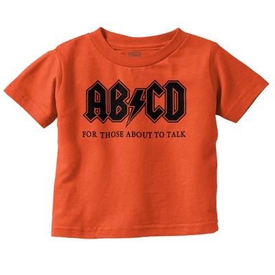 ABCD Lightning Bolt Lil Rocker Music Toddler Boy Girl T Shirt Orange