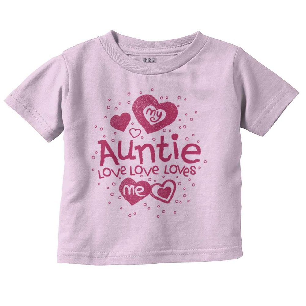 Auntie Loves Me Adorable Cute Niece Youth T Shirt Tee Girls Pink